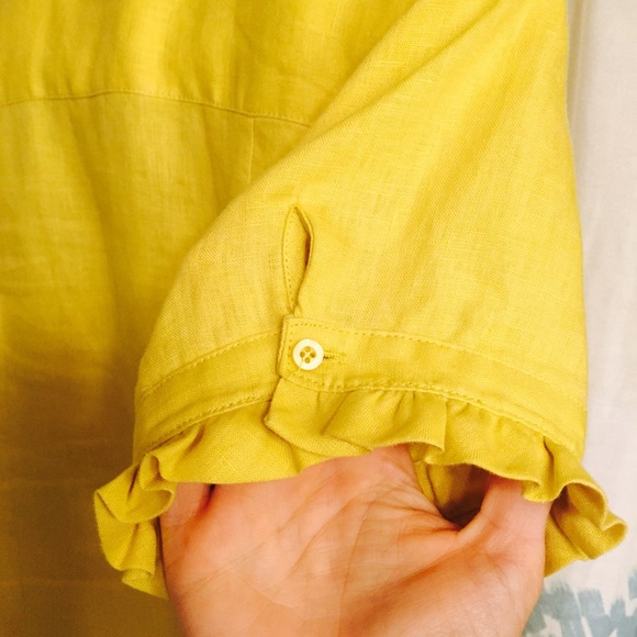 Tweeds yellow linen ruffle top - Picture 2 of 2