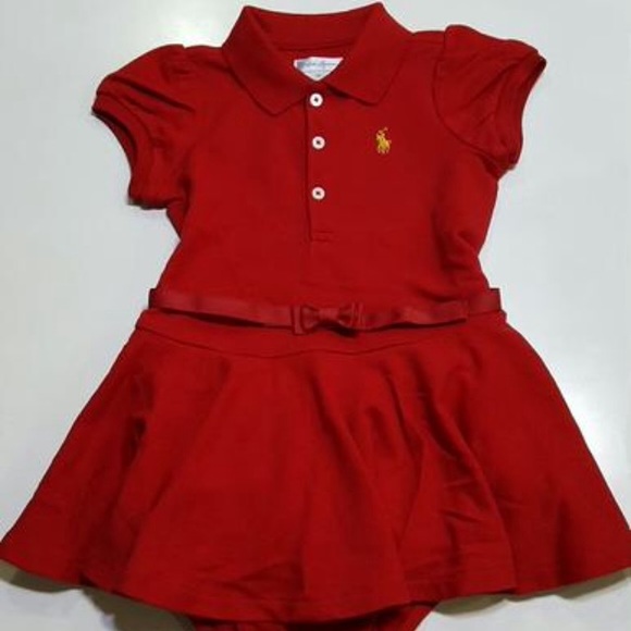 BNWT Ralph Lauren Red Cotton Polo dress w/ belt