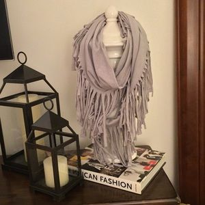 Grey Fringe Infinity Scarf