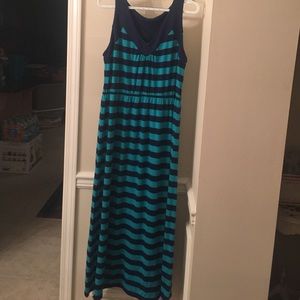 Green and navy stripe maxi dress - Tshirt material