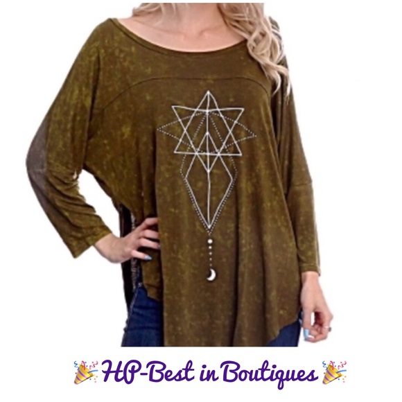 LA Hearts printed acid wash tunic tee, NWT