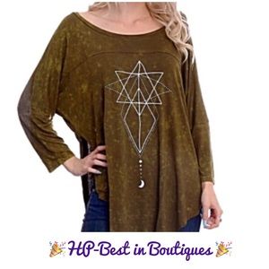 LA Hearts printed acid wash tunic tee, NWT
