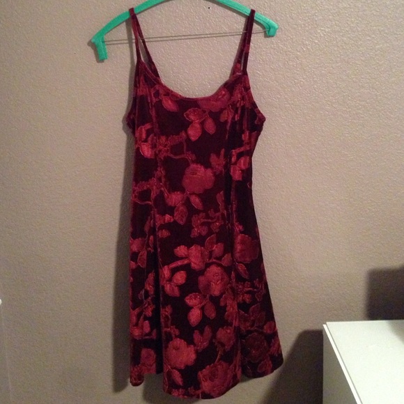Red velvet mini dress