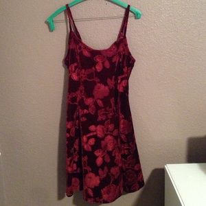 Red velvet mini dress