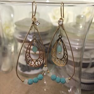 Turquoise Earrings with crystal accent