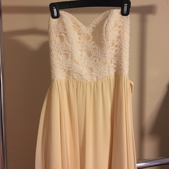 Gorgeous buttercream yellow with lace dress.