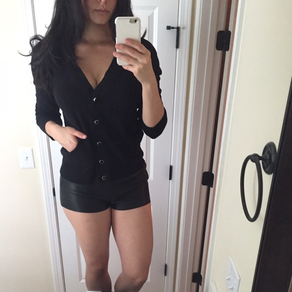 12$ Sexy black low cut plunge fitted cardigan