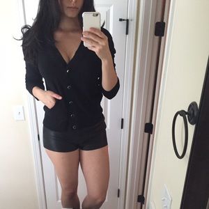 12$ Sexy black low cut plunge fitted cardigan