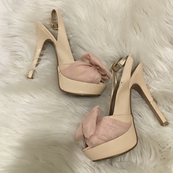 Nude peep toe sling backs