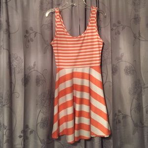 Orange & white skater dress