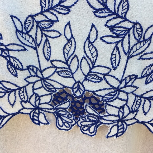 WHITE w/ NAVY EMBROIDERY TANK - Picture 4 of 4
