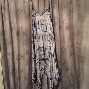 Blue and white tie-dye dress