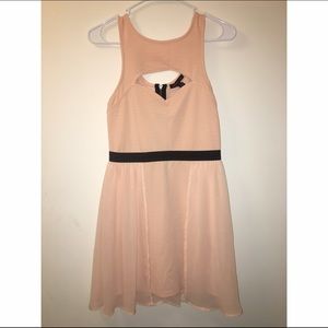Material Girl Cream/Blush Dress with Sheer Overlay