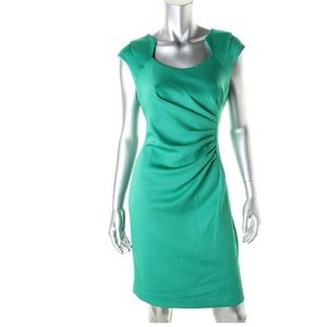 Green Calvin Klein sheath dress with cutout neck