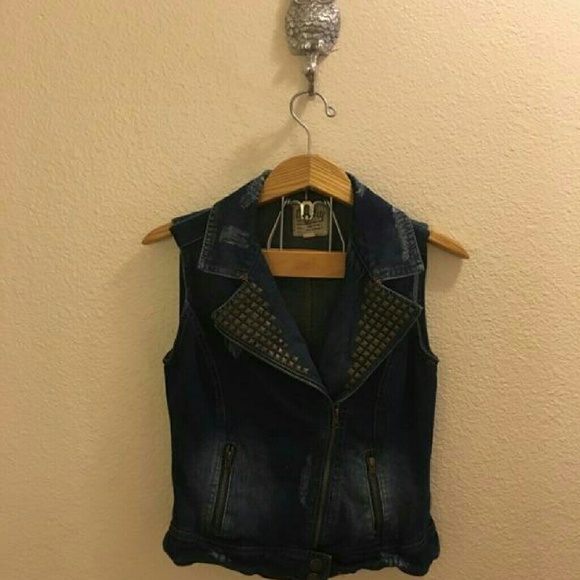 Studded Denim Vest
