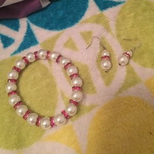 pearl bracelet and earrings