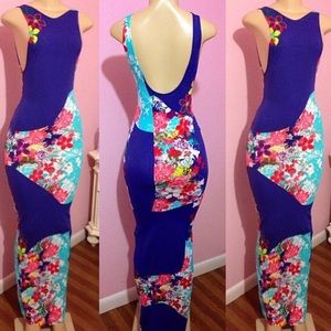 Asian bouquet bodycon maxi dress