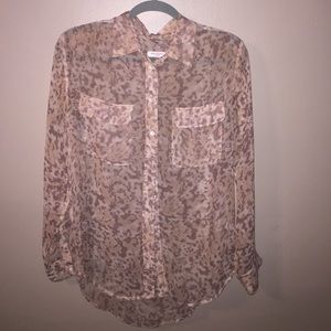 Equipment Femme button up sheer blouse, size S