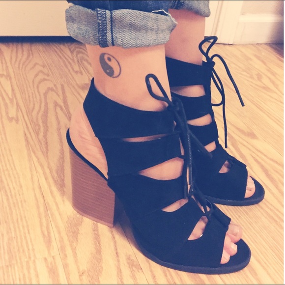 Black lace up heels