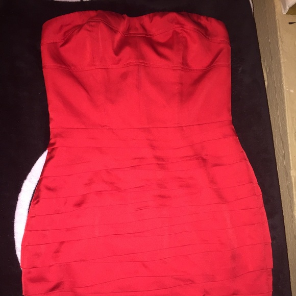 Express red party, satin material dress