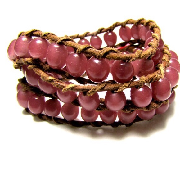 Hand beaded glass bracelet