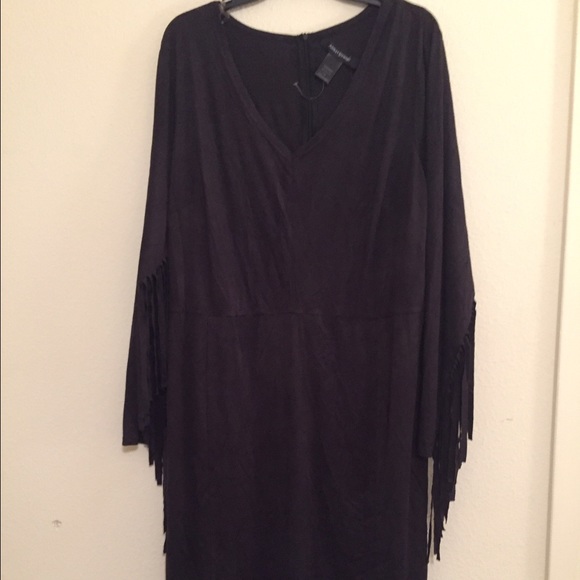 NWOT Black Ashley Stewart dress w/ fringe