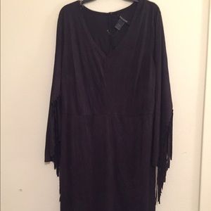 NWOT Black Ashley Stewart dress w/ fringe