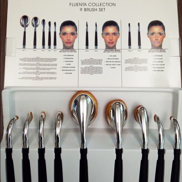 9 piece Rose Gold Golf Makeup Brush set - Picture 3 of 3