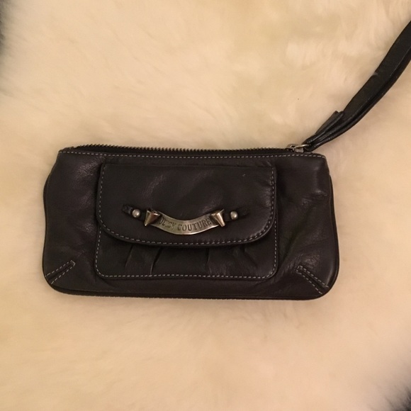 Juicy couture black leather wristlet