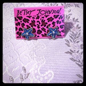 Betsey Johnson Starfish Stud Earrings Aqua Blue