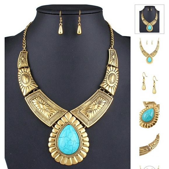 Boho statement necklace  and earrings