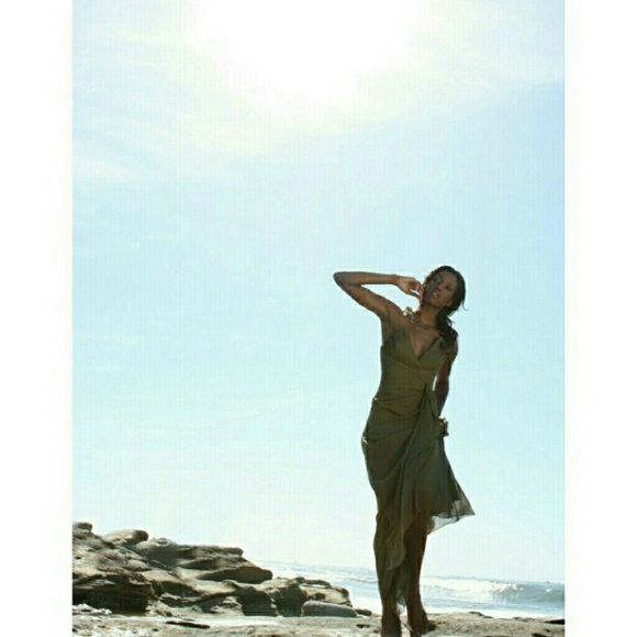 David's Bridal Dress, Olive Maxi Halter Formal - Picture 2 of 2