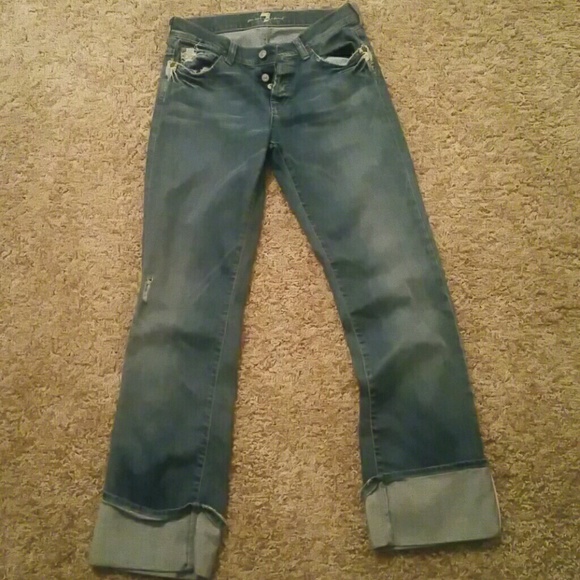 7 Brand Distressed Capri jeans