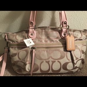 Coach NWT Poppy Metallic Signature Rocker Sachel
