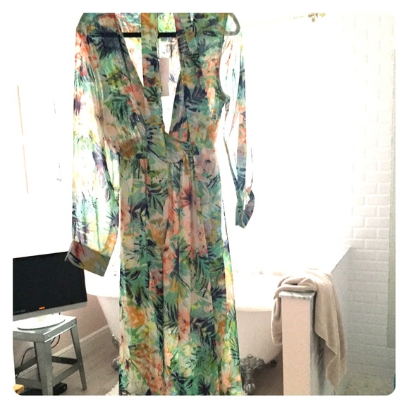 Floral print long sleeve maxi