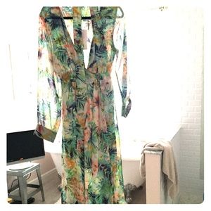 Floral print long sleeve maxi