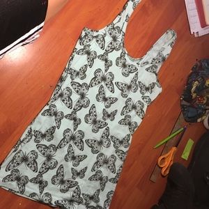 mint green w. black butterflies tank top