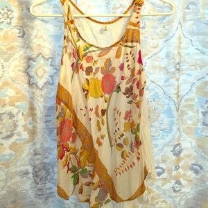 Anthropologie Floral Silky hi-low tank (by Tiny)