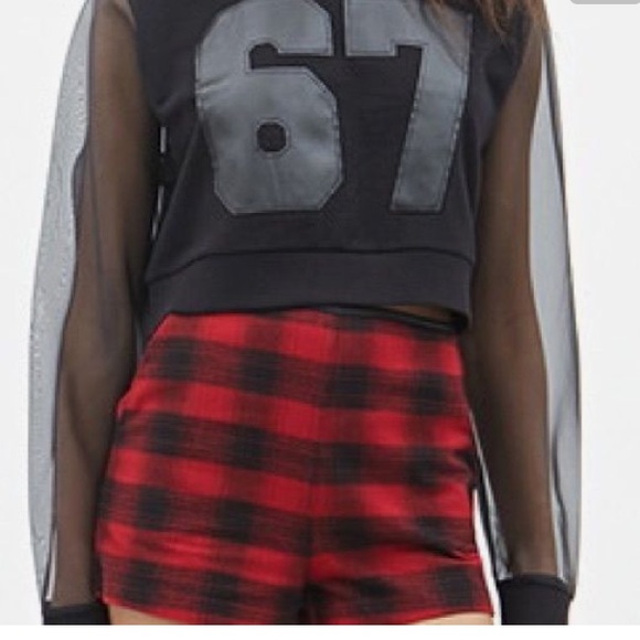 Forever 21 Varsity "67" Cropped Sweater Jersey