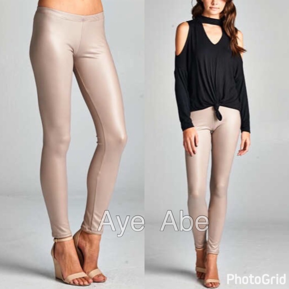 Black faux leather leggings pants slick sold - Picture 8 of 8