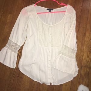 Cream American Eagle lace top