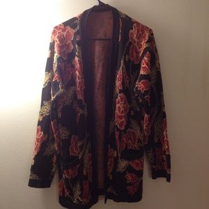 Vintage Oversized Rose Knit Cardigan
