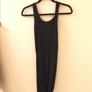 Maxi dress black asymmetrical hem