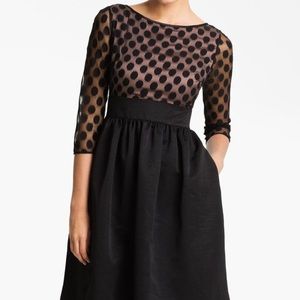 Eliza J - Dot Mesh Bodice Fit & Flare Dress