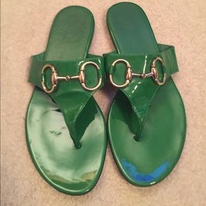 Green Gucci slide sandal