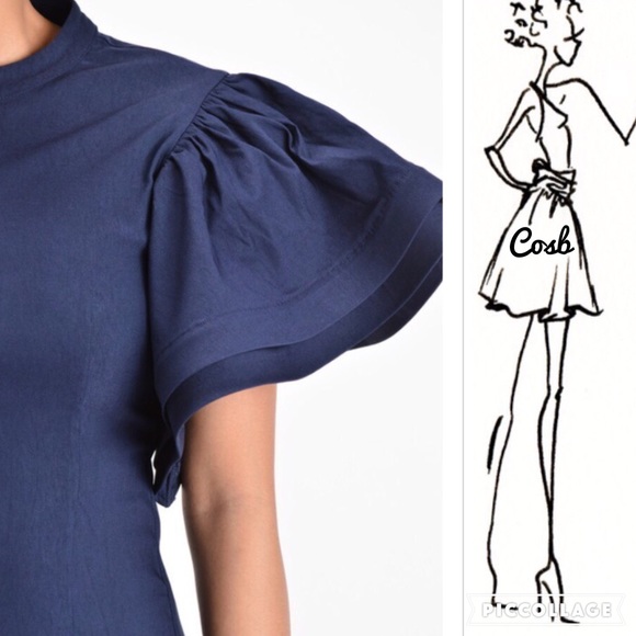 1 Left! Denim Look Fitted Dress w/Wide Sleeves - Picture 4 of 4