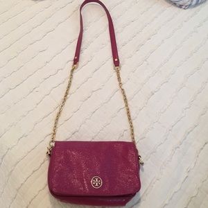 Tory Burch authentic raspberry crossbody purse.