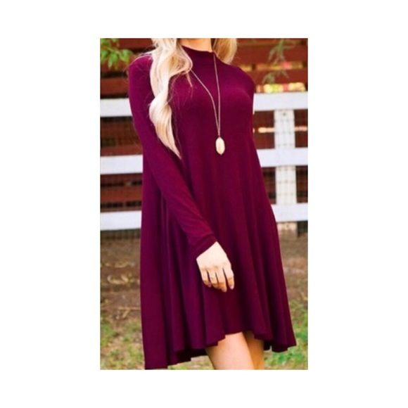 ❗️CLEARANCE❗️Burgundy Turtleneck Tunic Dress S M L - Picture 2 of 3