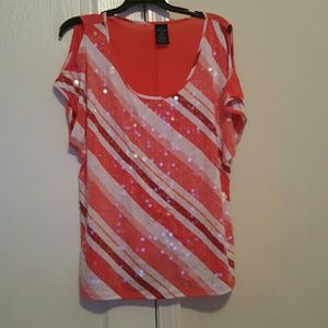 Coral, turquoise and hot pink cold shoulder tops