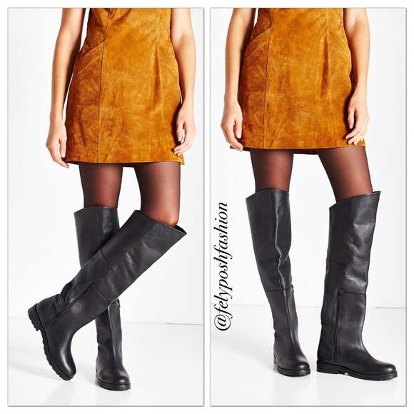 Urban Outfitters Sally Leather Over The Knee Boots - Picture 2 of 3